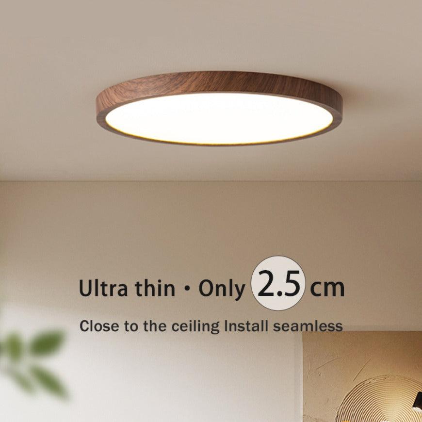 Moderne ultratynd LED loftsarmatur | Valnøddetræ design | Tre justerbare lysindstillinger | Stue belysning | Stilfuld minimalisme | AC 220V-240V | CCC certificeret | ROHS Certificeret