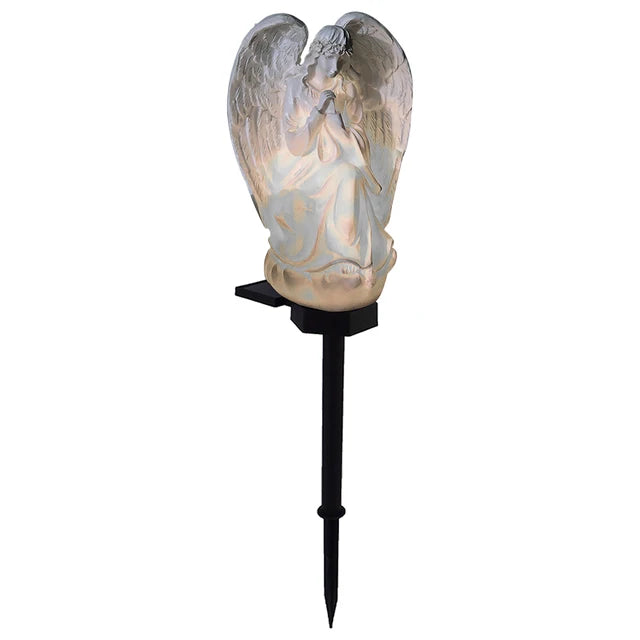 Engel Statue Solarbetriebene Beleuchtung | Außen Wetterfest Gartenlampe | Energiesparende Dekoration aus Premium Harz | Automatisches Laden