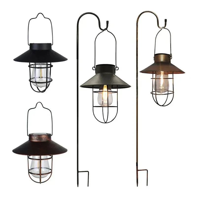 Lanterne rétro à cellule solaire | Éclairage extérieur nostalgique | Design classique avec ampoule blanc chaud | Installation facile | Pour jardins