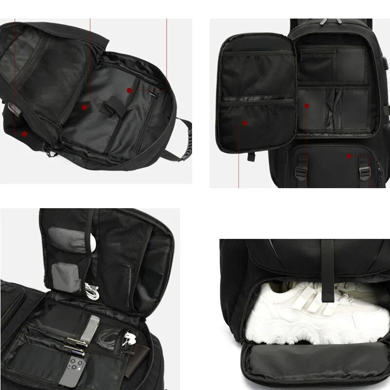 TechTrek Pro | Rummelig Rygsæk 50-80L med USB-Opladningsport | Robust, Vandafvisende og Komfortabel Design | Perfekt til Bytur og Eventyr |">×</