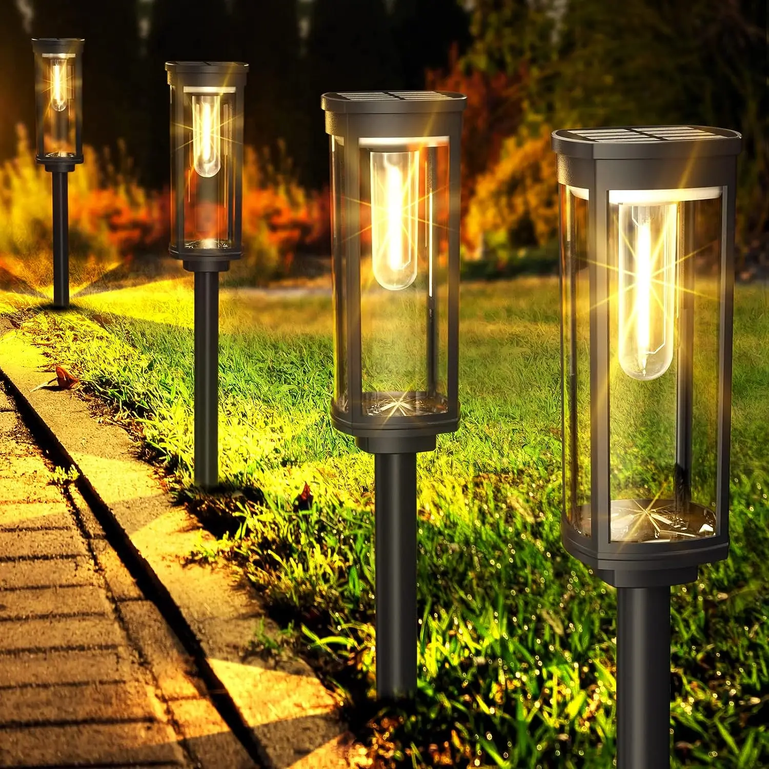 Udendørs Solcelle Lanterner | LED Belysning | Miljøvenlig Have Dekoration | Solenergi | Klassisk & Moderne Design | Plast & Aluminium | Perfekt til Terrasse & Stier
