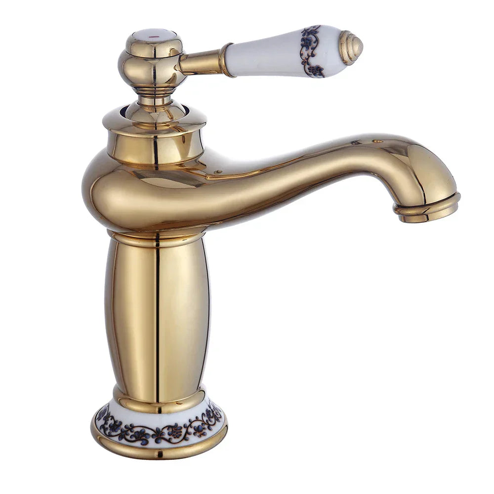RoyalFlow | Vintage armatur i jern med guld finish | Eksklusivt retro design | Luksuriøs stil til badeværelset | Robust og holdbart | Nem installation | Elegance til hjemmet | Perfekt til moderne indretning