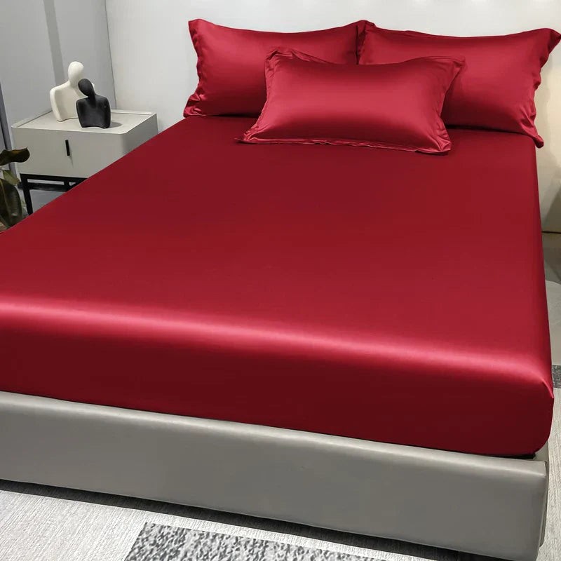 Luksus IceSatin Satinlagen | Silkeblød Komfort | Elastiske Kanter | Kølende Premium Is-Silke | Elegant Design | Perlehvid, Dybblå, Blød Grå, Kulfri Sort | Nem Vedligeholdelse | Sikker Pasform
