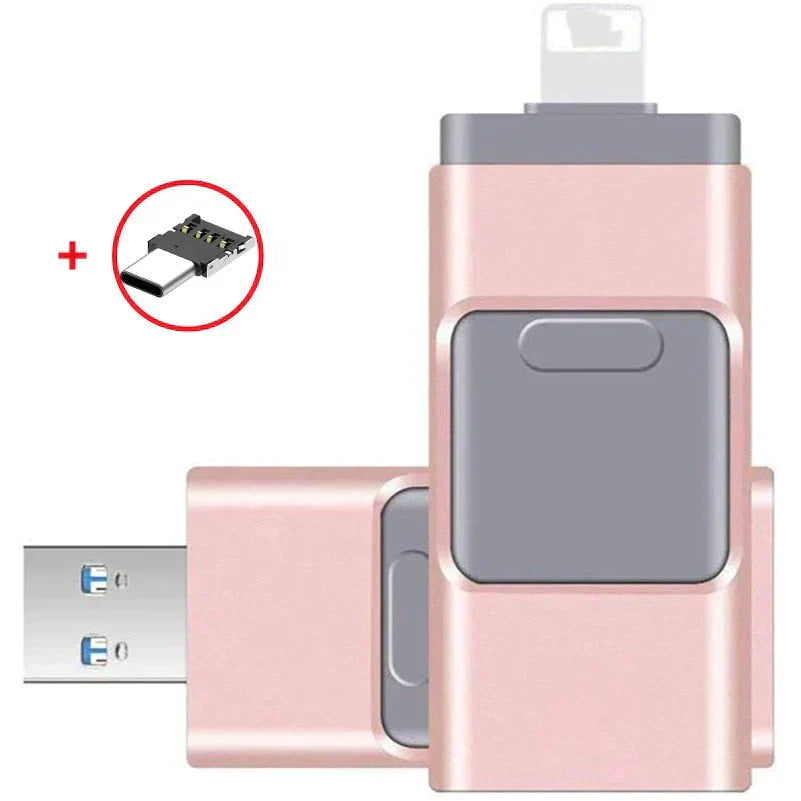MemoryGo™ USB-Stick | Flyt fotos og videoer let | Hurtig overførsel 80MB/s | Plug and Play | Flere stik | Stort lager | Perfekt til smartphones