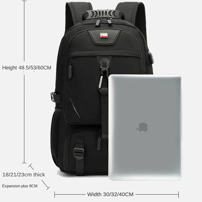 TechTrek Pro | Rummelig Rygsæk 50-80L med USB-Opladningsport | Robust, Vandafvisende og Komfortabel Design | Perfekt til Bytur og Eventyr |">×</