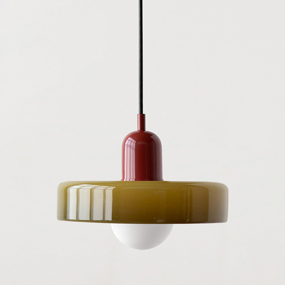 Bauhaus pendel | Farvet glas | Moderne design | Energibesparende lyskilde | Funktionel elegance | Ideel til stue og spisestue | Livlig touch | Elegant detaljeret belysning | Alsidig og stilfuld lampe