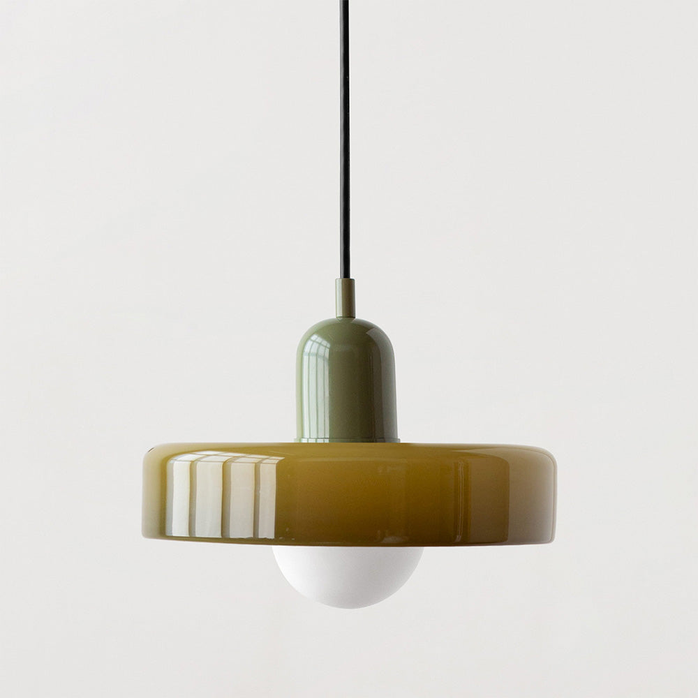 Bauhaus pendel | Farvet glas | Moderne design | Energibesparende lyskilde | Funktionel elegance | Ideel til stue og spisestue | Livlig touch | Elegant detaljeret belysning | Alsidig og stilfuld lampe