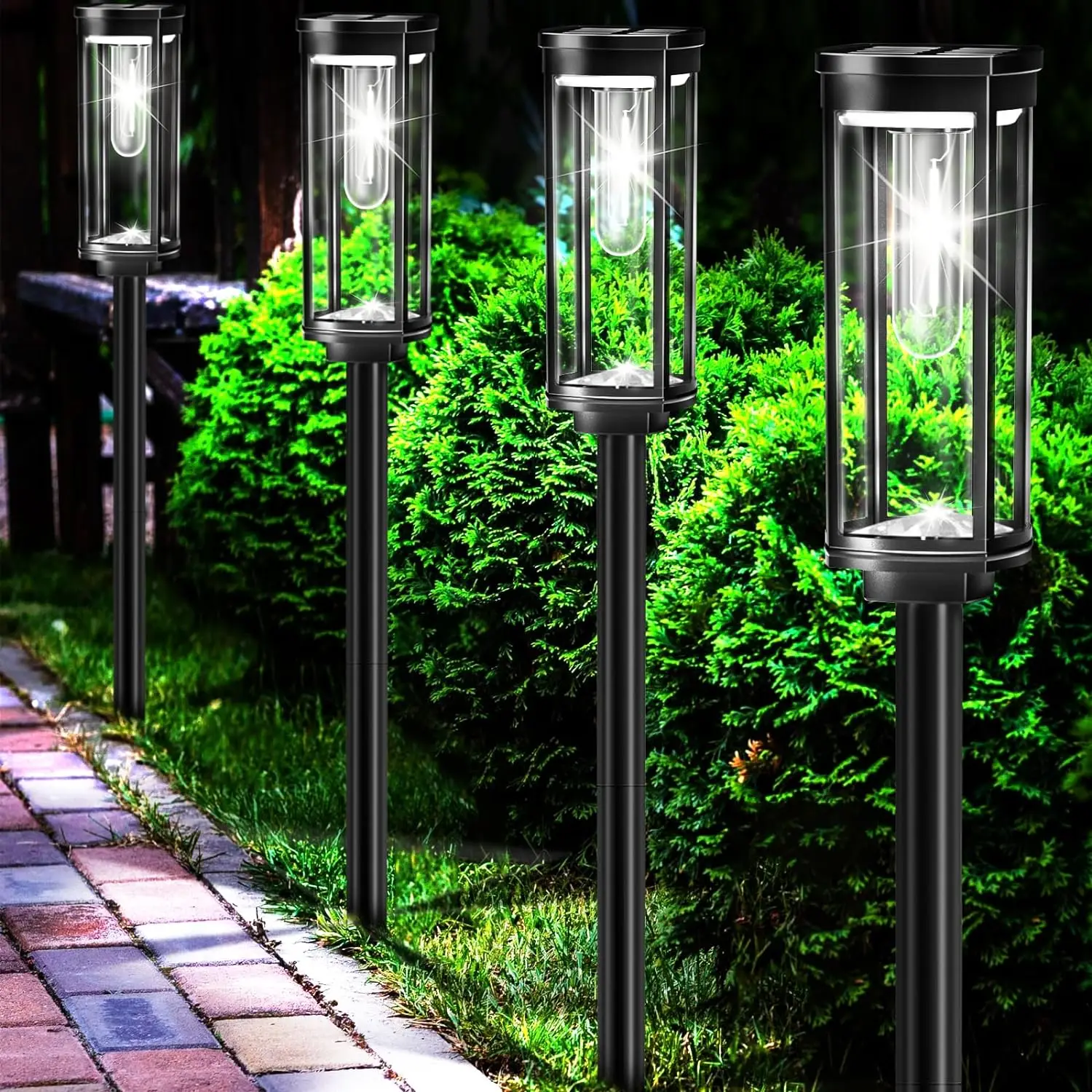 Udendørs Solcelle Lanterner | LED Belysning | Miljøvenlig Have Dekoration | Solenergi | Klassisk & Moderne Design | Plast & Aluminium | Perfekt til Terrasse & Stier