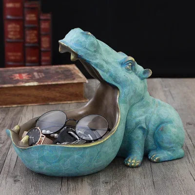 HippoHaven Figurine d'hippopotame | Décoration unique | Design charmant en résine | Hygge pour salon et