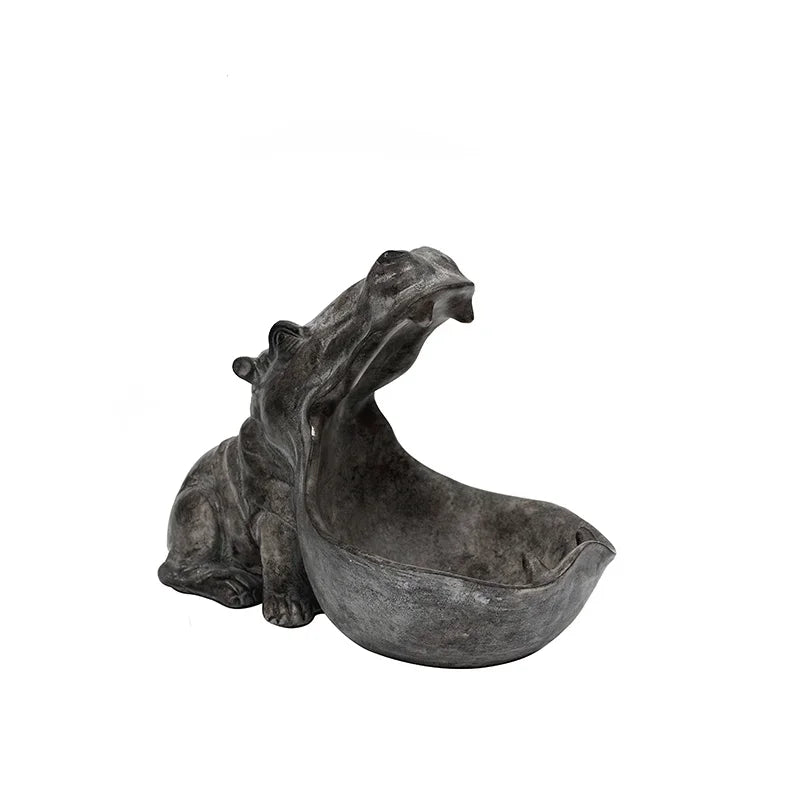 HippoHaven Figurine d'hippopotame | Décoration unique | Design charmant en résine | Hygge pour salon et