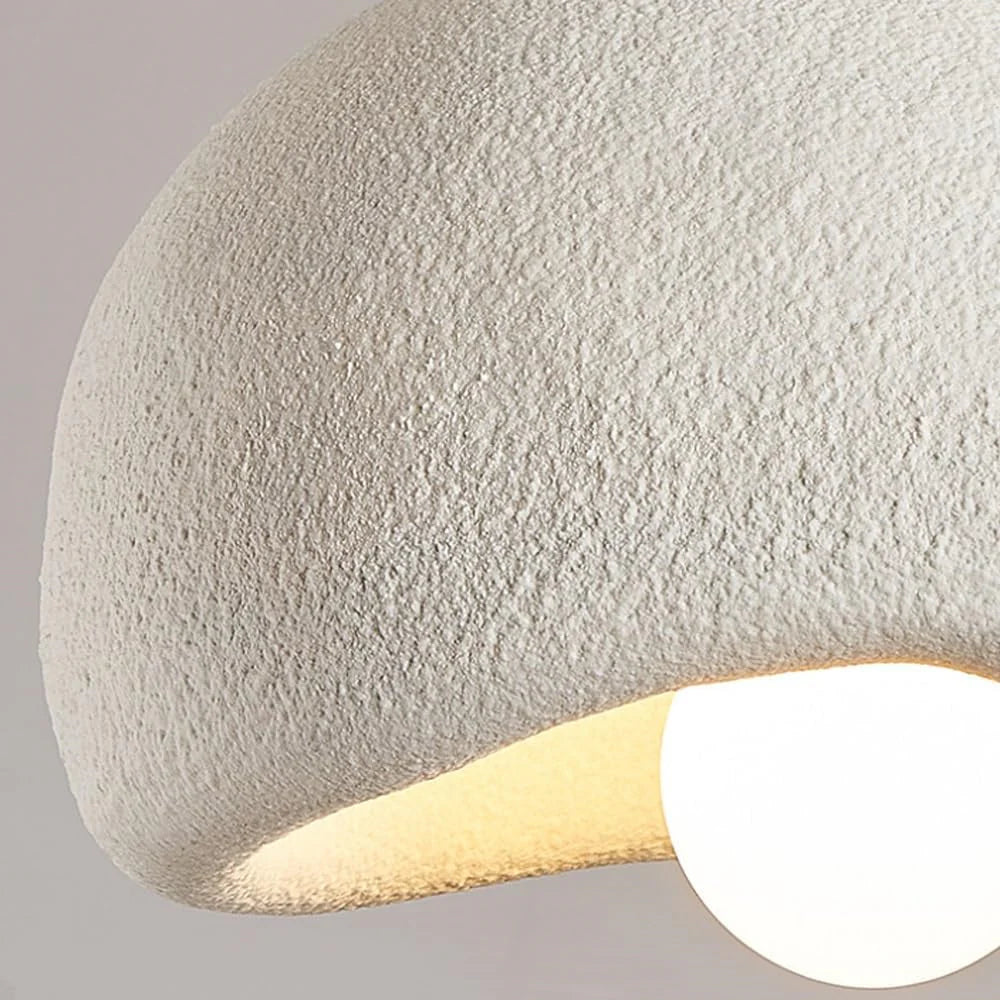 Serenith Pendel Lampe | Wabi-Sabi Design | Harpiks & Polystyren | Domeformet | Hvid & Grå | E27 Fatning | Max 40W | Blødt Lys | Æstetisk Appeal | Til Spisestue, Stue, Soveværelse, Detailhandel