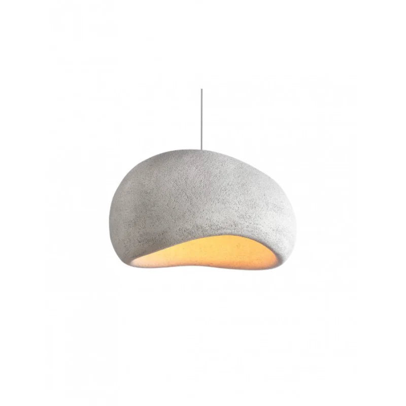 Serenith Pendel Lampe | Wabi-Sabi Design | Harpiks & Polystyren | Domeformet | Hvid & Grå | E27 Fatning | Max 40W | Blødt Lys | Æstetisk Appeal | Til Spisestue, Stue, Soveværelse, Detailhandel