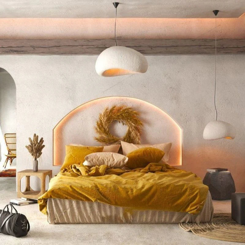 Serenith Pendel Lampe | Wabi-Sabi Design | Harpiks & Polystyren | Domeformet | Hvid & Grå | E27 Fatning | Max 40W | Blødt Lys | Æstetisk Appeal | Til Spisestue, Stue, Soveværelse, Detailhandel