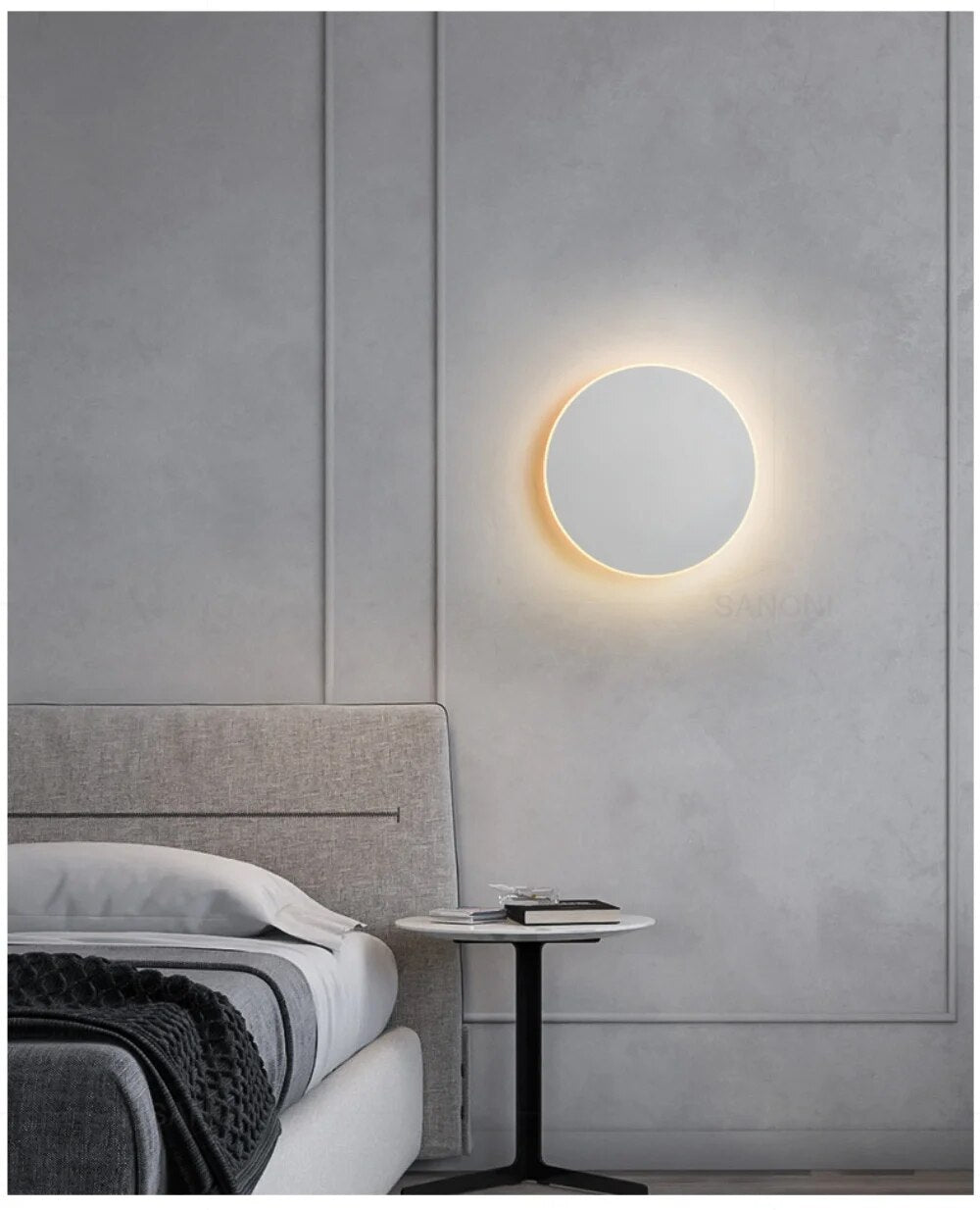 SleekGlow | Rund LED-designerbelysning | Modern väggarmatur | Effektiv energiförbrukning | Slank och snygg design | Skapar en mysig inomhusatmosfär | Aluminiumkonstruktion | IP20 | Ø20 cm | 3000K | Armatur