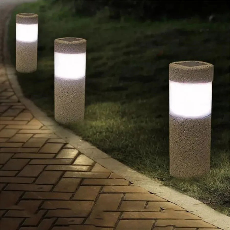 Bougie colonne de sol pour jardin | Éclairage extérieur élégant et résistant aux intempéries | Hauteur 38 cm | LED écoénergétique | Fabriqué en PVC
