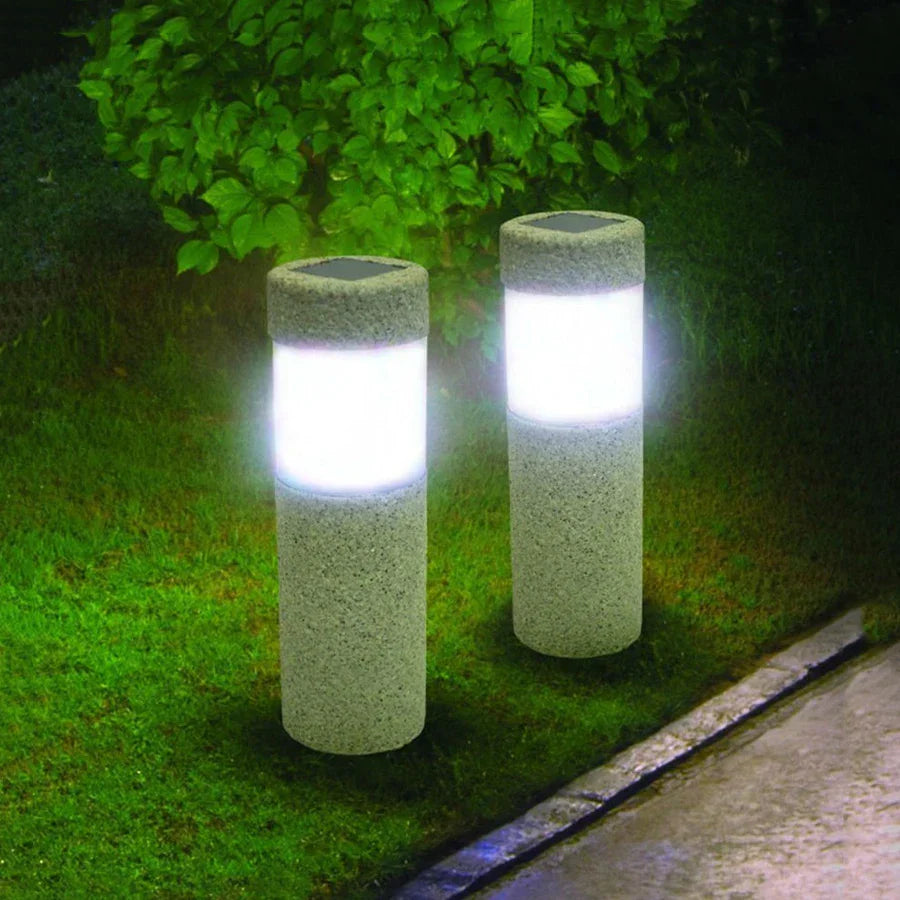 Bougie colonne de sol pour jardin | Éclairage extérieur élégant et résistant aux intempéries | Hauteur 38 cm | LED écoénergétique | Fabriqué en PVC