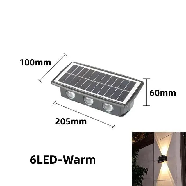 Sonnenblendung | Solarbetriebene LED-Wandbeleuchtung | Wasserdicht | Energieeffizientes Design | Perfekt für Garten, Terrasse und Villa | 40