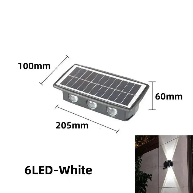 Sonnenblendung | Solarbetriebene LED-Wandbeleuchtung | Wasserdicht | Energieeffizientes Design | Perfekt für Garten, Terrasse und Villa | 40