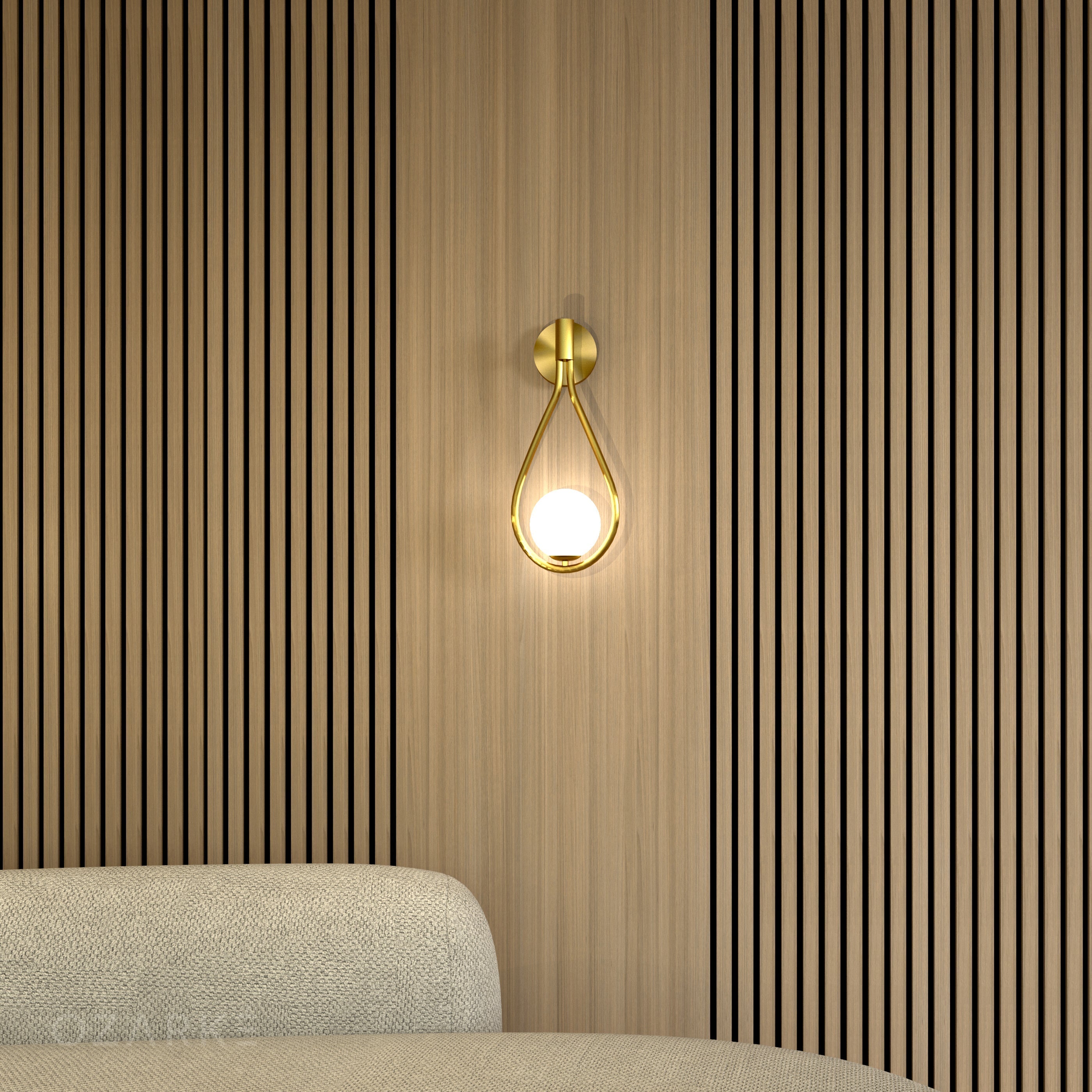 Tropfen Wandleuchte | Gold Tropfenform | Modernes Design | Eisen & Glas | 45 cm Höhe | Inklusive G9 Glühbirne | Warmes Licht 3000K | Elegante