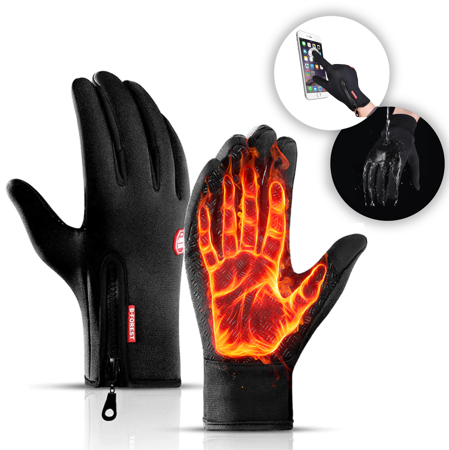 FrostGuard Winterhandschuhe | Wasserdichte Neoprenhandschuhe mit Fleecefutter | Touchscreen-kompatibel | Kaltes Wetter | Radfahren, Laufen, Fahren