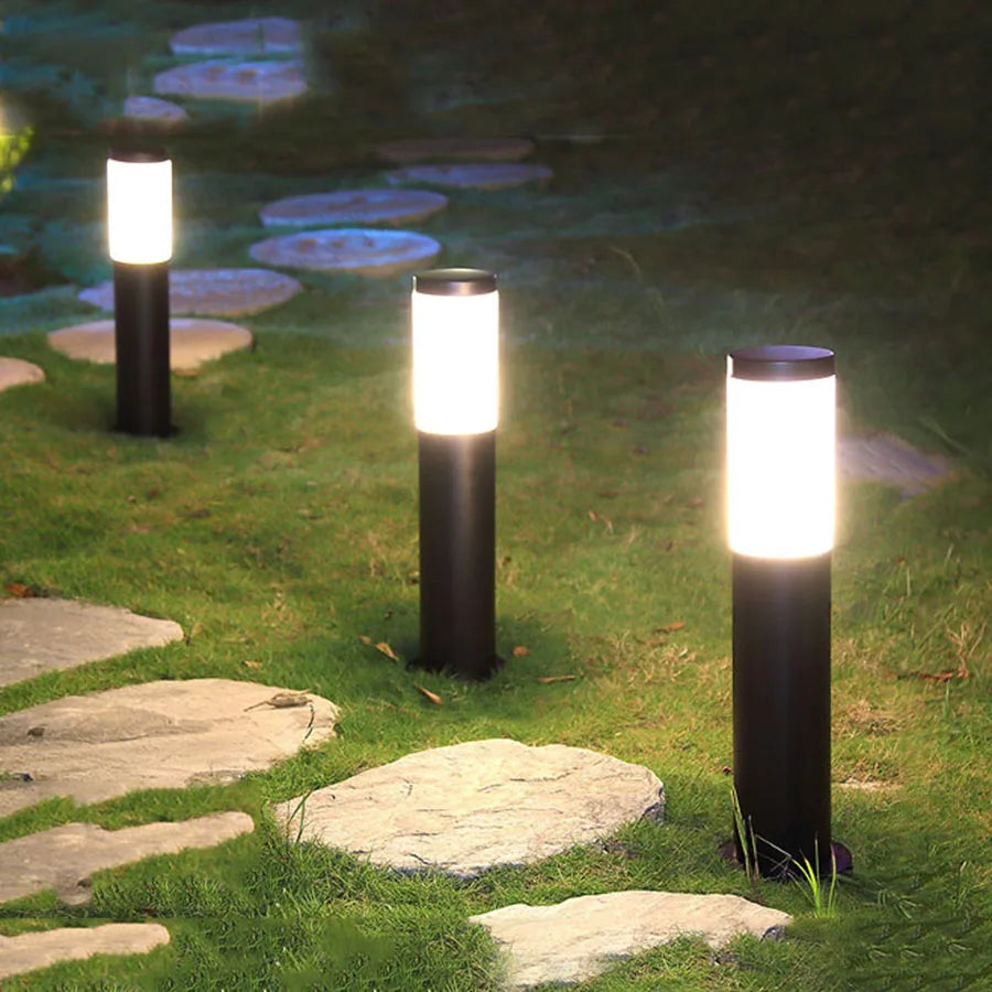 Rostfreier Stahl Außenlampe für den Garten | Wetterbeständiges Design | E27 Sockel | Modernes Licht für Gartenwege | H 30 cm, H 45 cm, H 60 cm | 10W