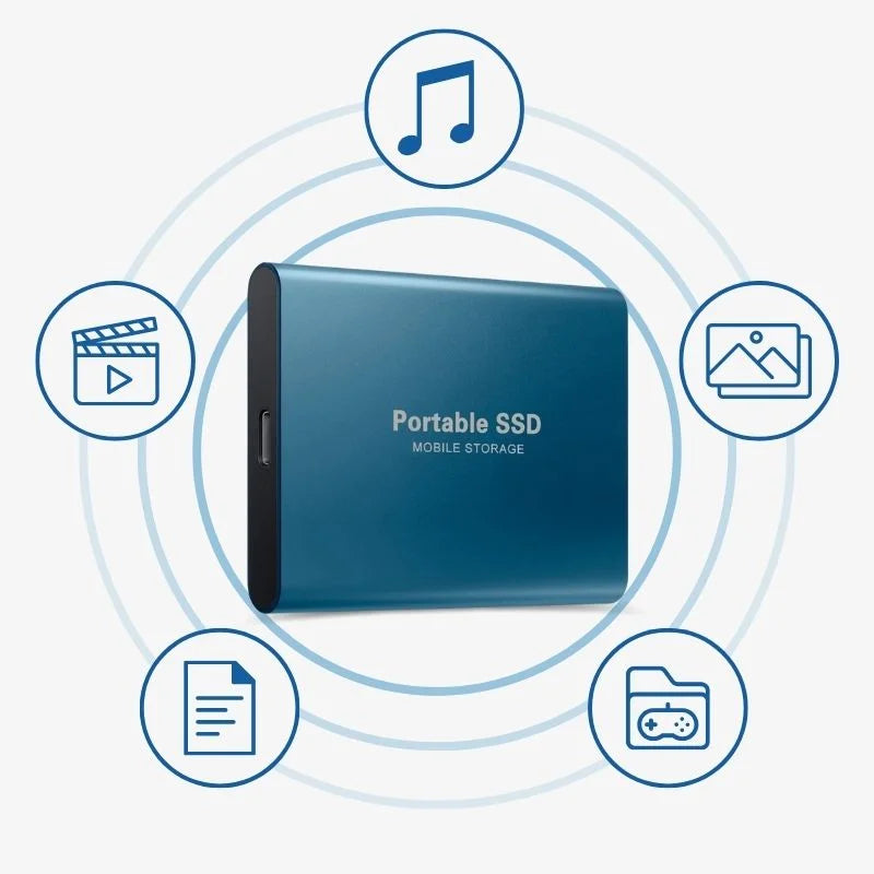 UltraDrive | Ekstern SSD | USB 3.1 | Hurtig og sikker datalagring | Kompatibel med Windows, Mac, PS4, Xbox | 1TB-16TB kapacitet | Let og robust aluminiumdesign | Op til 1000 MB/s overførselshastighed