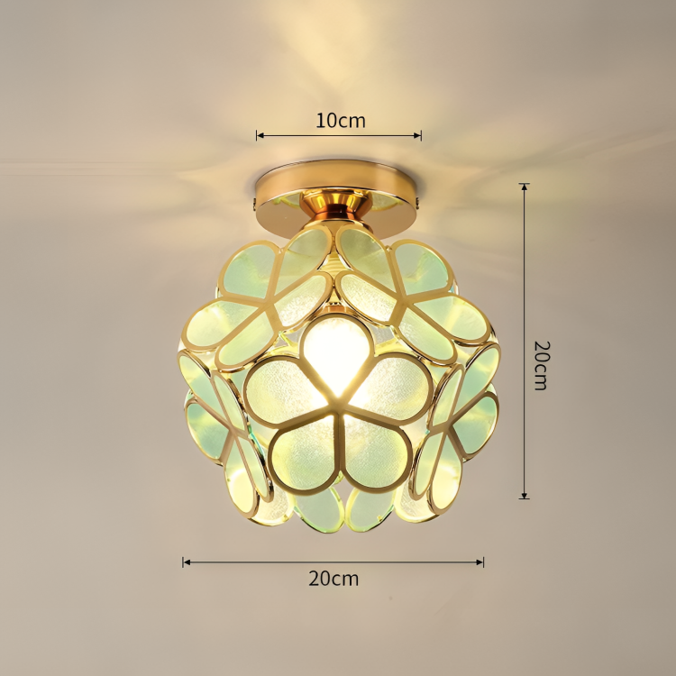 Lampe loft rétro | Verre coloré | Motif floral | Montage E14 | 21cm de large | 13cm de haut | Plusieurs couleurs | Convient pour LED | Idéal pour