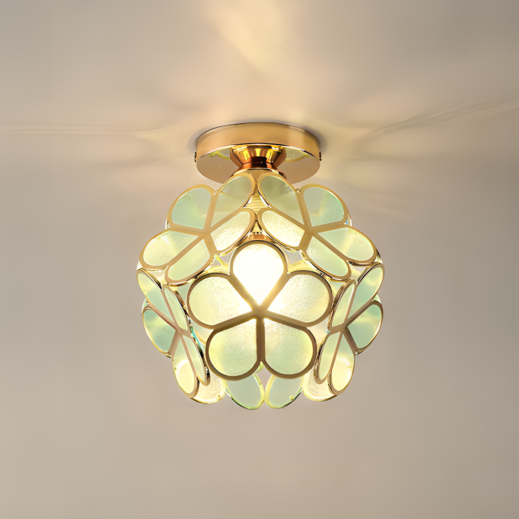 Lampe loft rétro | Verre coloré | Motif floral | Montage E14 | 21cm de large | 13cm de haut | Plusieurs couleurs | Convient pour LED | Idéal pour