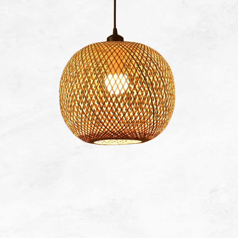 Boho | Lampe tressée à la main | Symétrie naturelle et répartition de la lumière | Roseau durable | Longueur du fil 150 cm | Parfait pour salon,