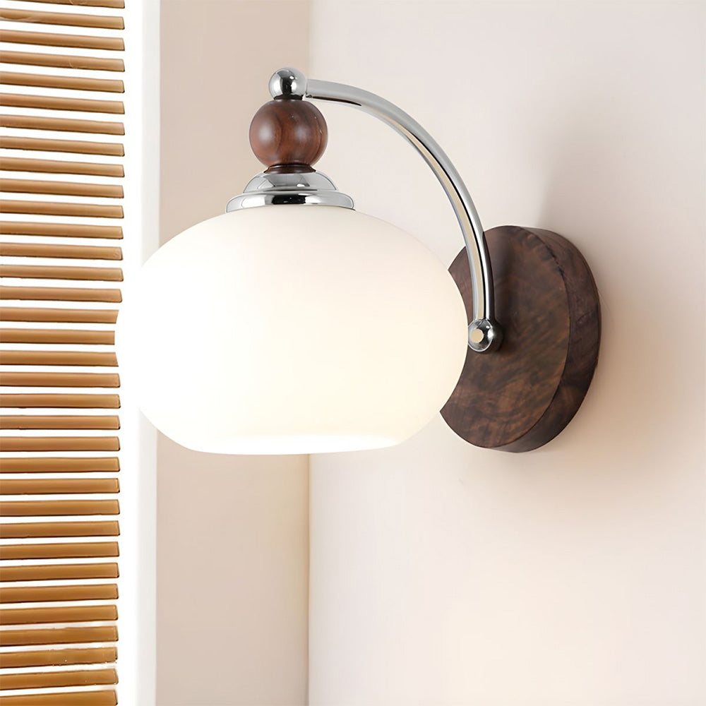 Lampe murale moderne en verre en forme de champignon | Détails en métal | Douille E27 | Idéale pour salon et chambre | 22CM de hauteur | Certifiée CE