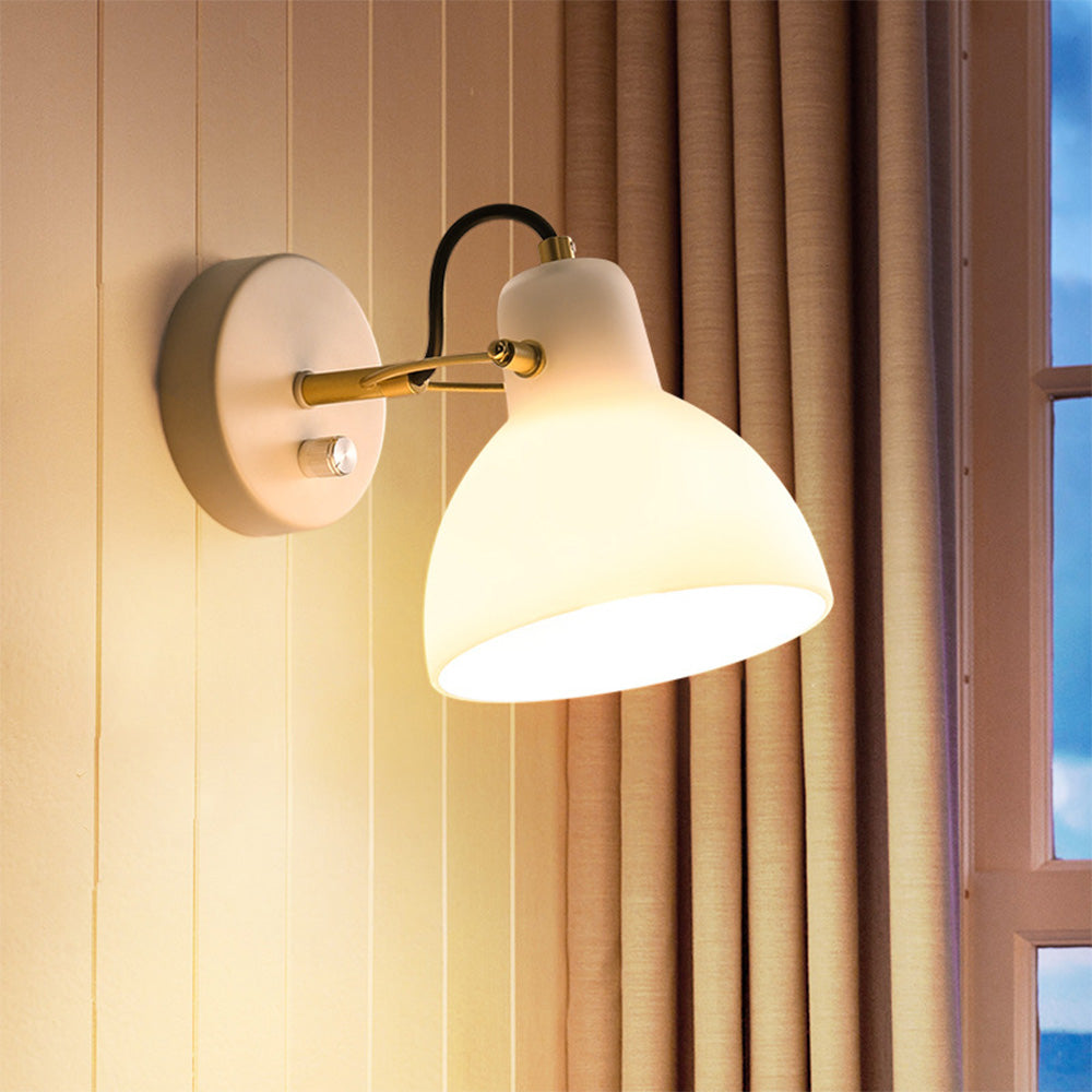 Minimaliste | Applique Murale en Verre Blanc | Lumière LED | Câble Réglable 150 cm | Finition Or/Argent | Design Moderne Élégant | Éclairage Mural