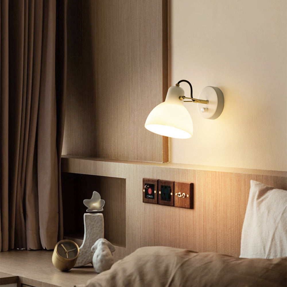 Minimalistisch | Weiß Glas Wandleuchte | LED Licht | Verstellbares Kabel 150 cm | Gold/Silber Finish | Modern Elegantes Design | Wandbeleuchtung