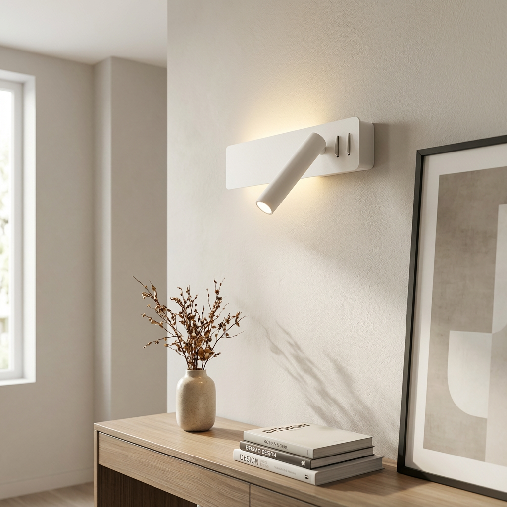 Leselampe mit LED | Schwenkbare Wandleuchte | Modernes, minimalistisches Design | Nox | Verstellbarer Lichtwinkel | Skandinavischer Stil | Energiesparend