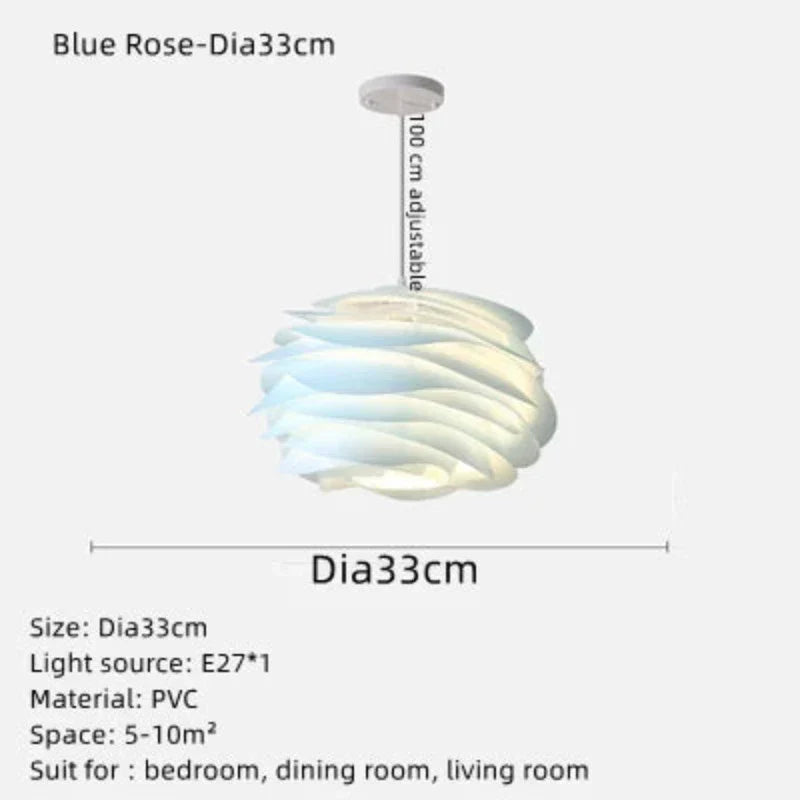 Lampe de plafond Glasblomst | Design élégant de chapelet de roses | Éclairage chaud | Haute qualité | D33cmH100cm | D43cmH100cm | Lampe pour 5-10 m²