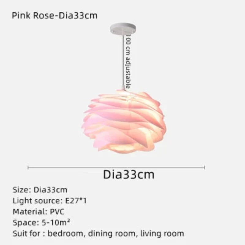 Lampe de plafond Glasblomst | Design élégant de chapelet de roses | Éclairage chaud | Haute qualité | D33cmH100cm | D43cmH100cm | Lampe pour 5-10 m²