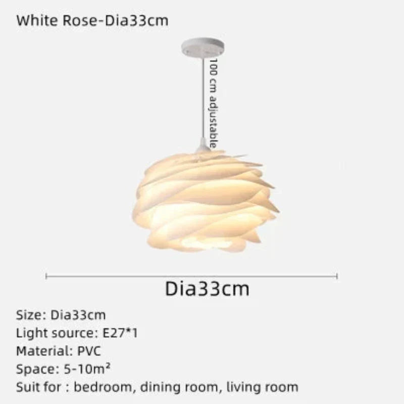Lampe de plafond Glasblomst | Design élégant de chapelet de roses | Éclairage chaud | Haute qualité | D33cmH100cm | D43cmH100cm | Lampe pour 5-10 m²