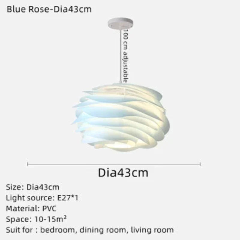 Lampe de plafond Glasblomst | Design élégant de chapelet de roses | Éclairage chaud | Haute qualité | D33cmH100cm | D43cmH100cm | Lampe pour 5-10 m²