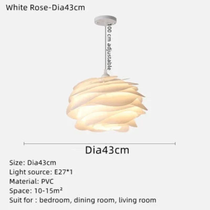 Lampe de plafond Glasblomst | Design élégant de chapelet de roses | Éclairage chaud | Haute qualité | D33cmH100cm | D43cmH100cm | Lampe pour 5-10 m²