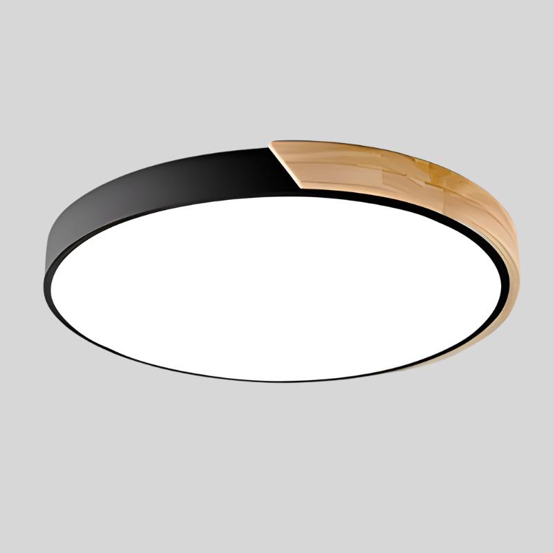 Træ LED Loftlampe | Cirkulær Design | Skandinavisk Stil | Metal + Akryl Materiale | 220V | 5-10m² Belysning | Ideel til Soveværelse Balkon Studie | Moderne Elegance
