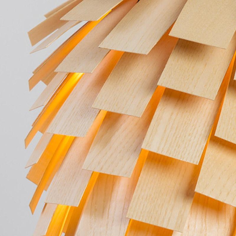 Artischockenförmige Holzlampe | Rustikales Design | Ø40 cm | Verstellbare Kabellänge | LED-kompatibel | Moderne Beleuchtung | 3 kg | Holzfinish