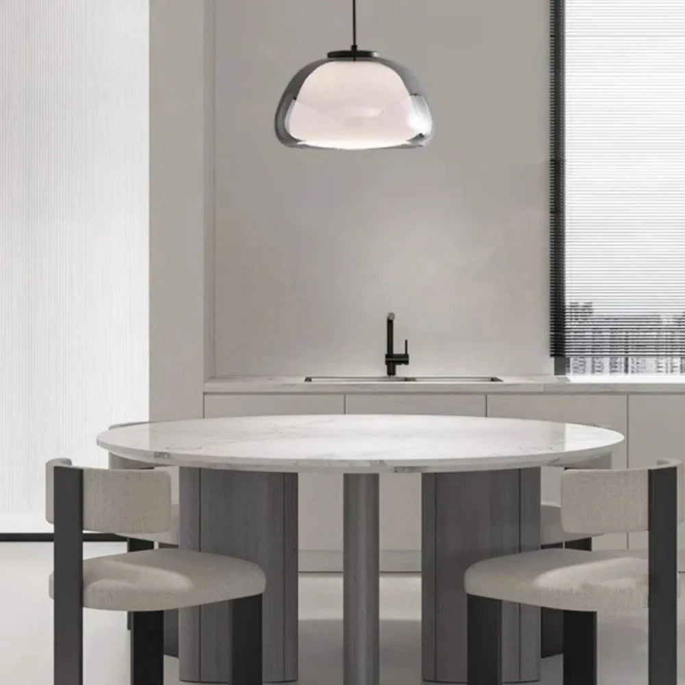 Zephyra Glaspendel | Krystallinsk kuppelform | Justerbar ledning | Grå Amber Transparent | E26 E27