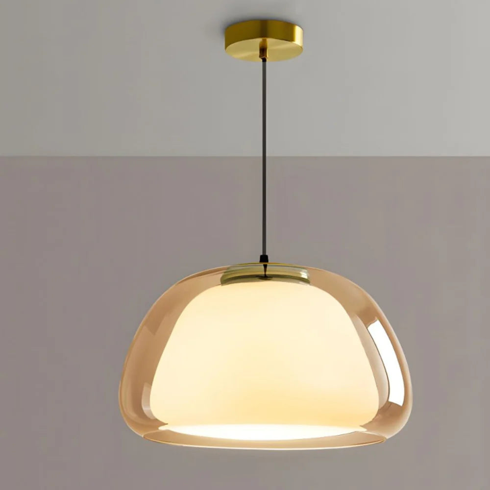 Zephyra Glaspendel | Krystallinsk kuppelform | Justerbar ledning | Grå Amber Transparent | E26 E27