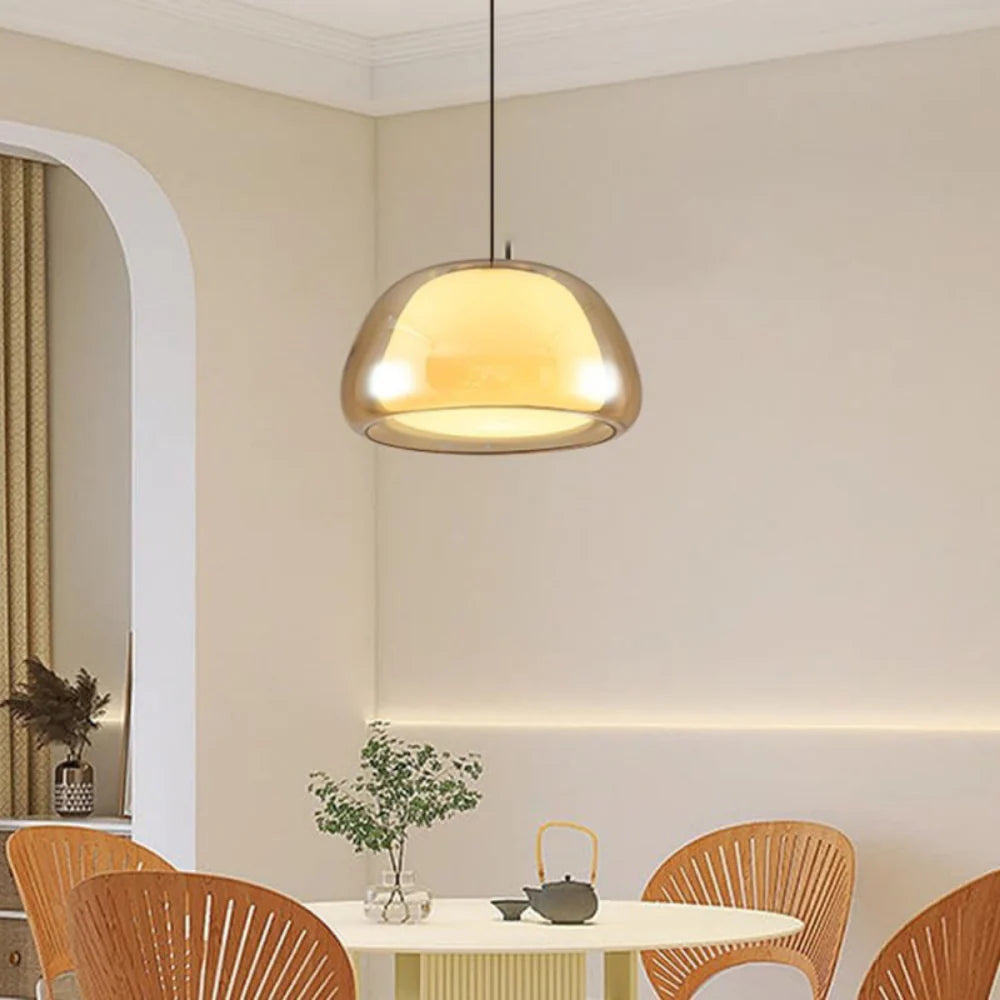 Zephyra Glaspendel | Krystallinsk kuppelform | Justerbar ledning | Grå Amber Transparent | E26 E27