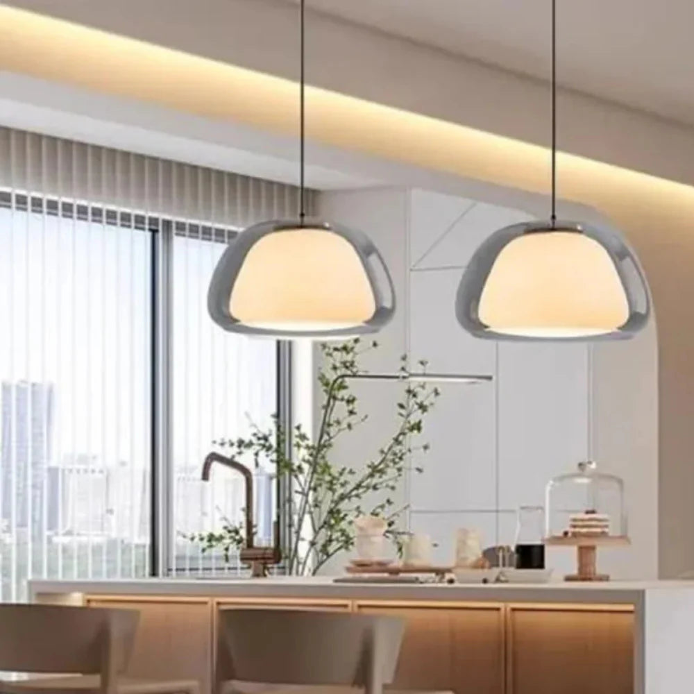 Zephyra Glaspendel | Krystallinsk kuppelform | Justerbar ledning | Grå Amber Transparent | E26 E27