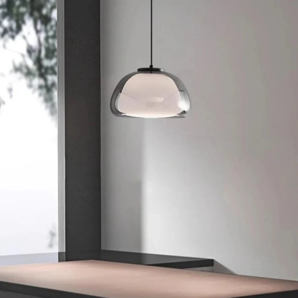 Zephyra Glaspendel | Krystallinsk kuppelform | Justerbar ledning | Grå Amber Transparent | E26 E27