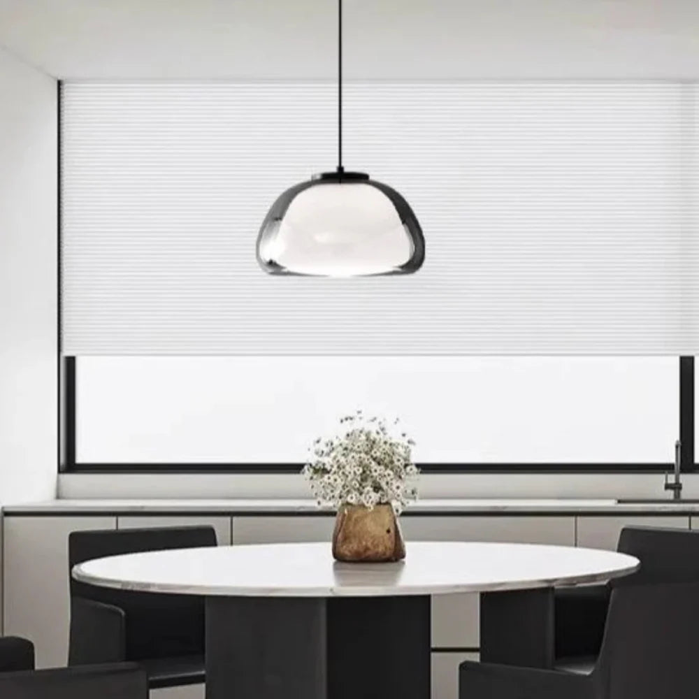 Zephyra Glaspendel | Krystallinsk kuppelform | Justerbar ledning | Grå Amber Transparent | E26 E27