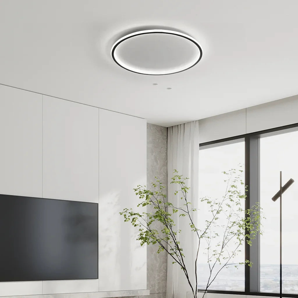 Zev Rund Loftlampe | Moderne Design | Kunstnerisk Silhuet | Premium Metal & Akryl | Tidløse Farver | Perfekt til Enhver Rumstørrelse | Hjem Belysning | Sort & Hvid | Chic og Funktionel Indretning
