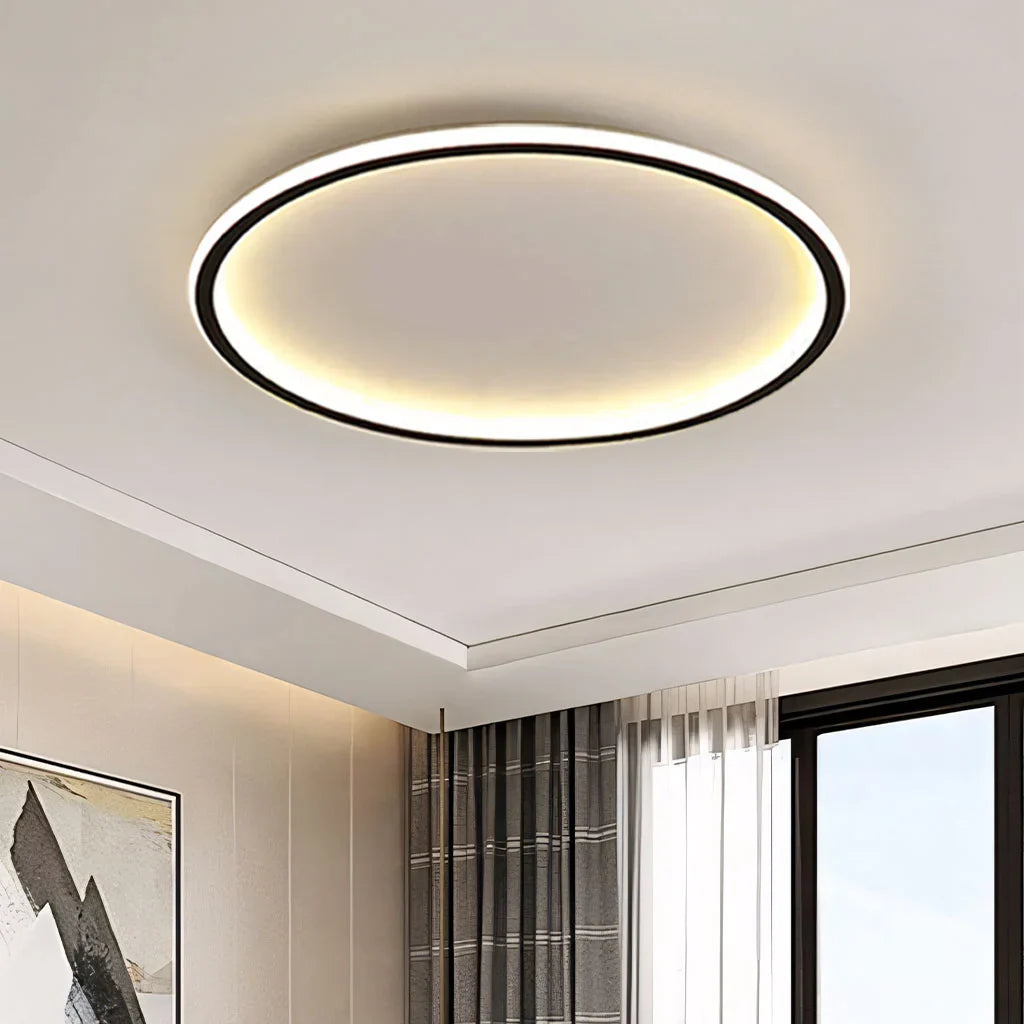 Zev Rund Loftlampe | Moderne Design | Kunstnerisk Silhuet | Premium Metal & Akryl | Tidløse Farver | Perfekt til Enhver Rumstørrelse | Hjem Belysning | Sort & Hvid | Chic og Funktionel Indretning