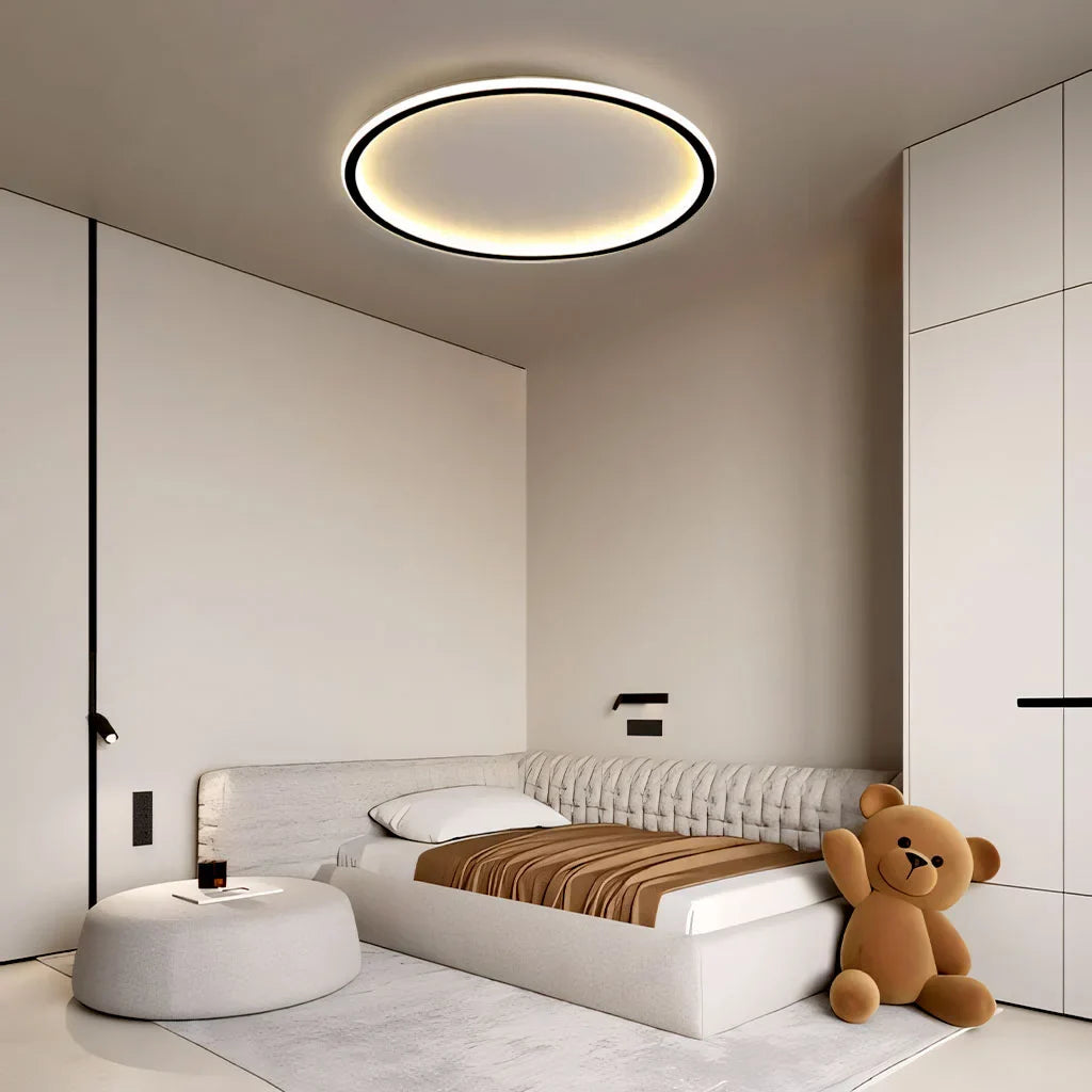 Zev Rund Loftlampe | Moderne Design | Kunstnerisk Silhuet | Premium Metal & Akryl | Tidløse Farver | Perfekt til Enhver Rumstørrelse | Hjem Belysning | Sort & Hvid | Chic og Funktionel Indretning
