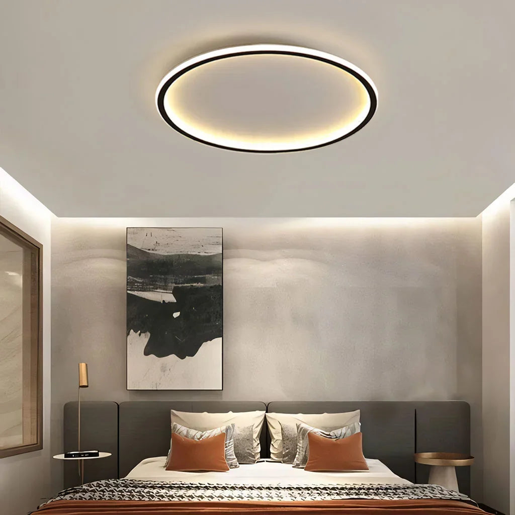 Zev Rund Loftlampe | Moderne Design | Kunstnerisk Silhuet | Premium Metal & Akryl | Tidløse Farver | Perfekt til Enhver Rumstørrelse | Hjem Belysning | Sort & Hvid | Chic og Funktionel Indretning